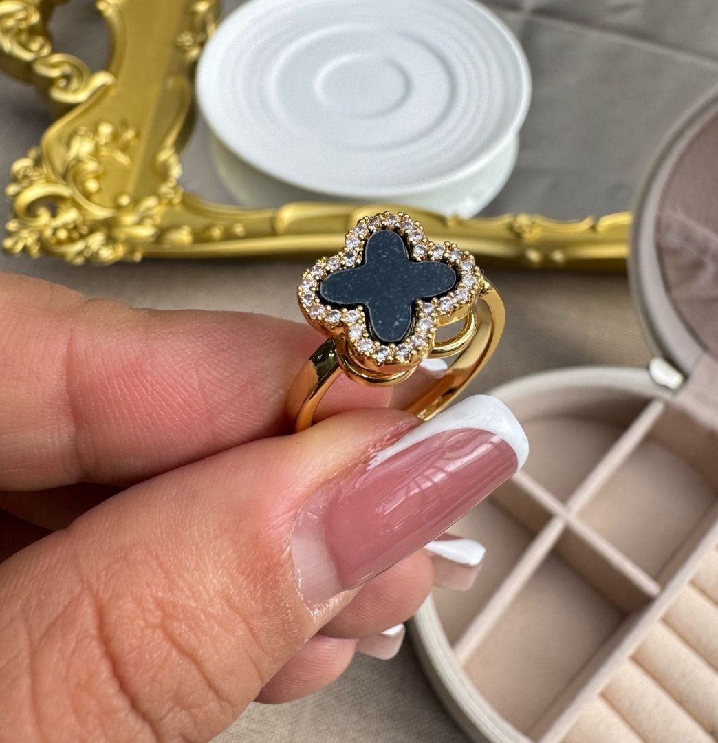 Anillo giratorio van cleef rodio 