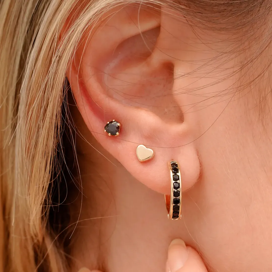 A Topo Circonia Corazón NEGRO