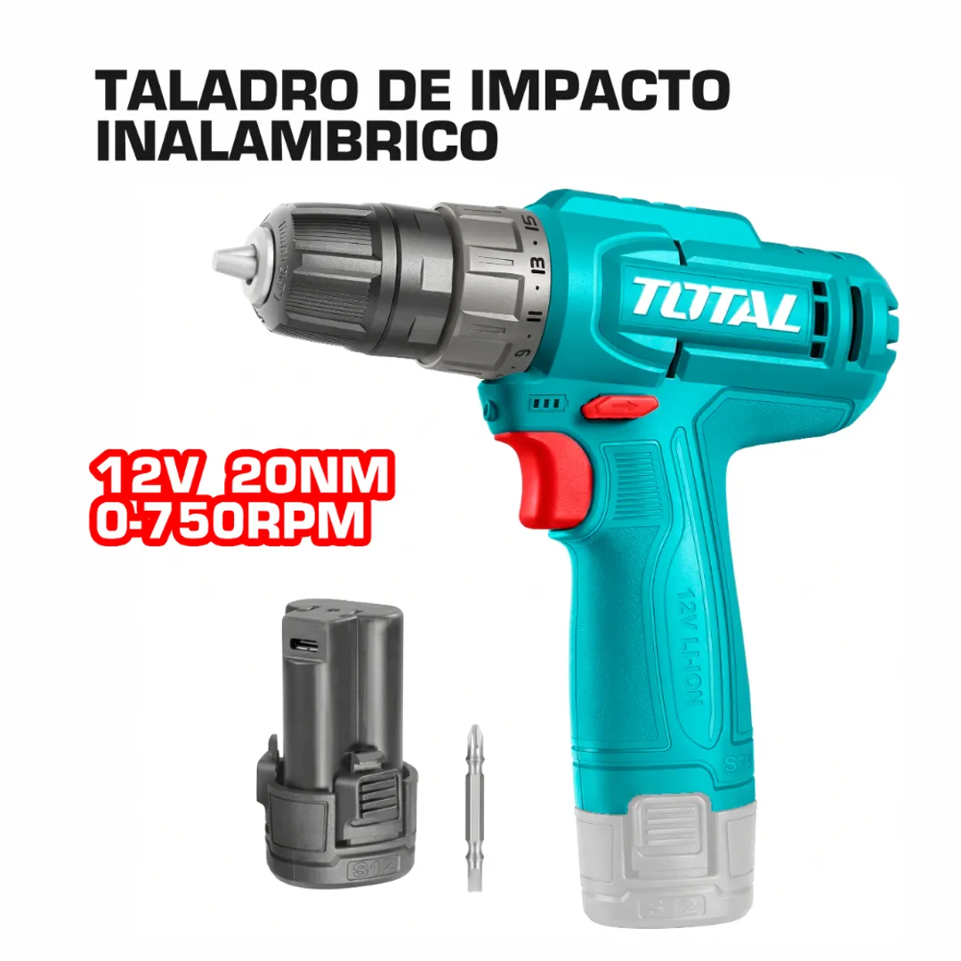 TALADRO DE IMPACTO INALAMBRICO 12V  20NM 0-750RPM