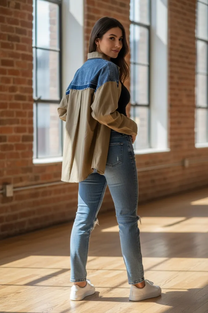 BLUSÓN VERDE MILITAR DENIM