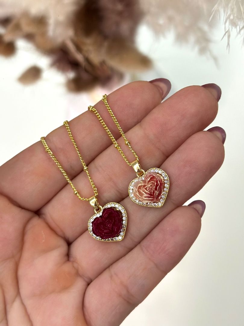 Cadena corazón rosa 