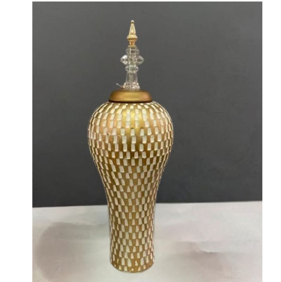 JARRON DE CERAMICA CON TAPA