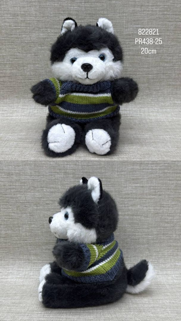 PERRO LOBO CON CAMISA DE 20 CM
