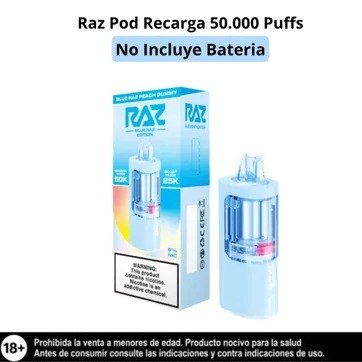 Imagen del producto Raz Pod Blue Raz Peach Gummy 50.000 Puffs
