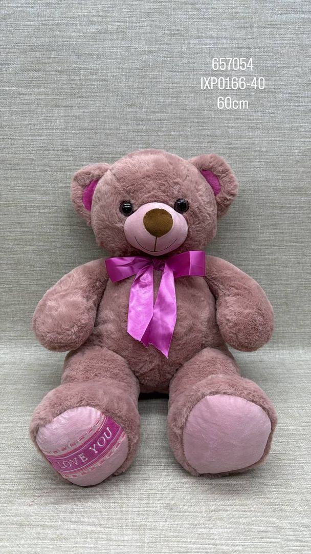 OSO PATAS LARGAS CON CINTA FUCSIA 45 CM