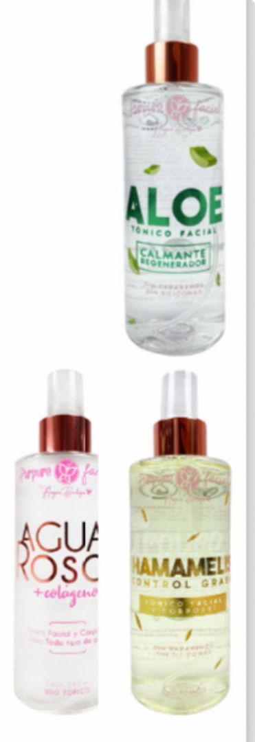 367- TONICO FACIAL , AGUA DE ROSAS, SANDÍA Y ALOE VERA DE 240ML  PURPURE 