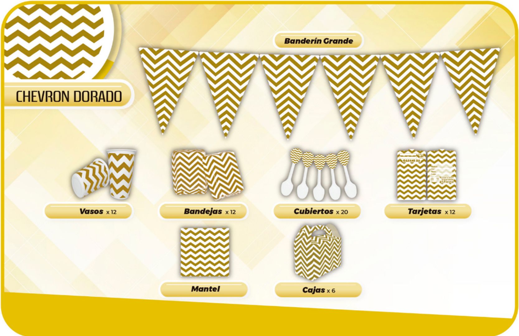 DECORACIÓN CHEVRON DORADO