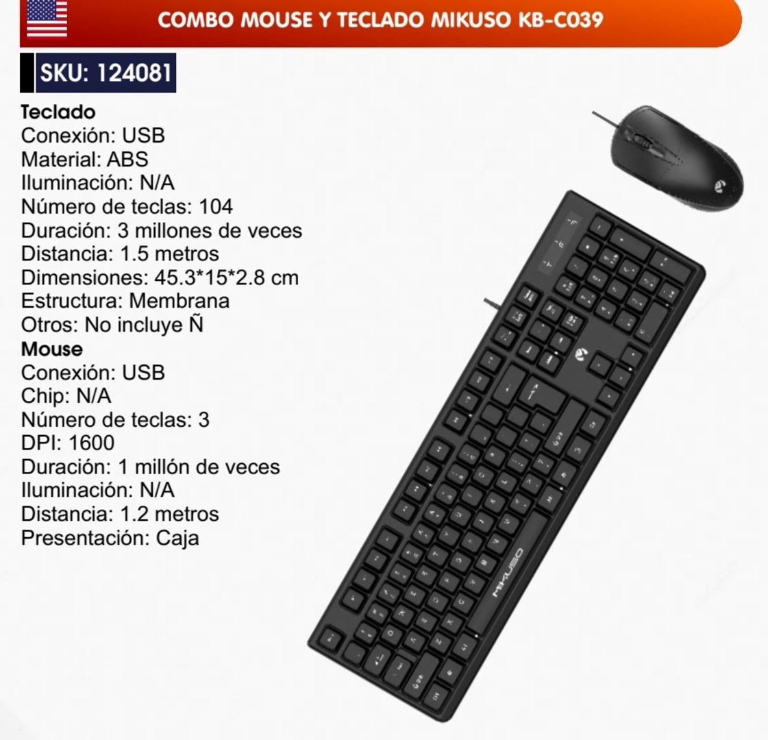COMBO MOUSE Y TECLADO MIKUSO