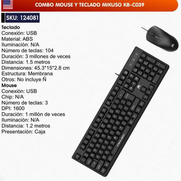 Imagen del producto COMBO MOUSE Y TECLADO MIKUSO