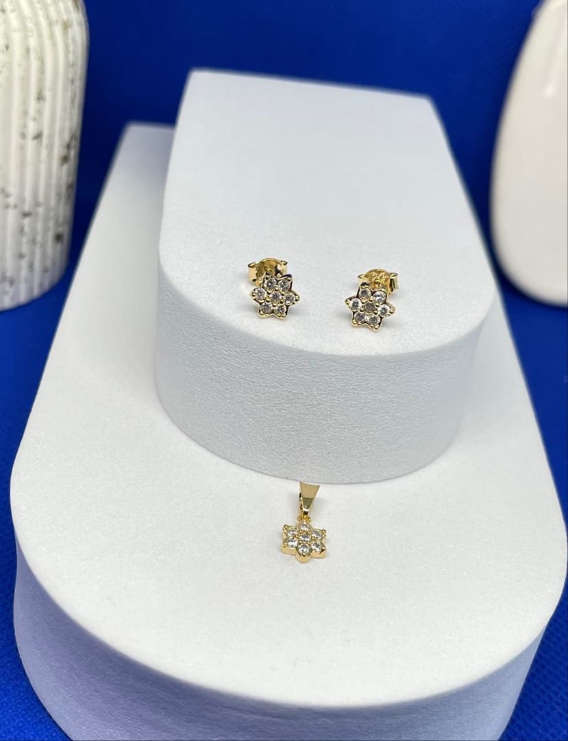 Conjunto flor cristal 6mm
