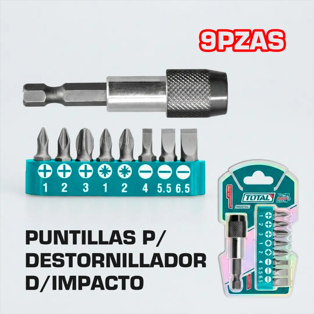 PUNTILLAS P/DESTORNILLADOR D/IMPACTO 9 PZAS