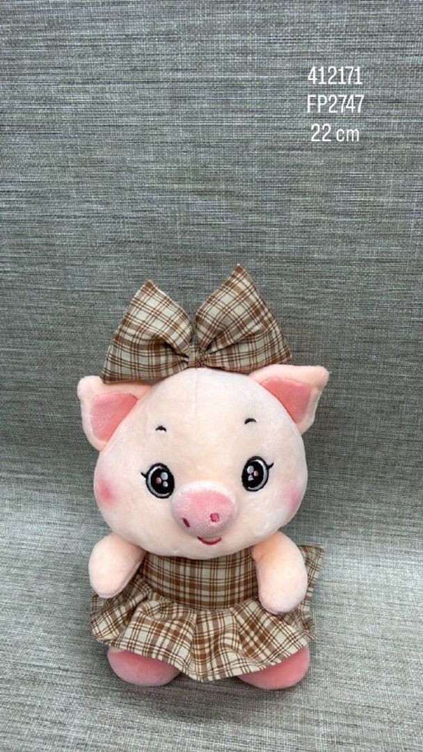 CERDITA CON VESTIDO DE CUADROS 22 CM 