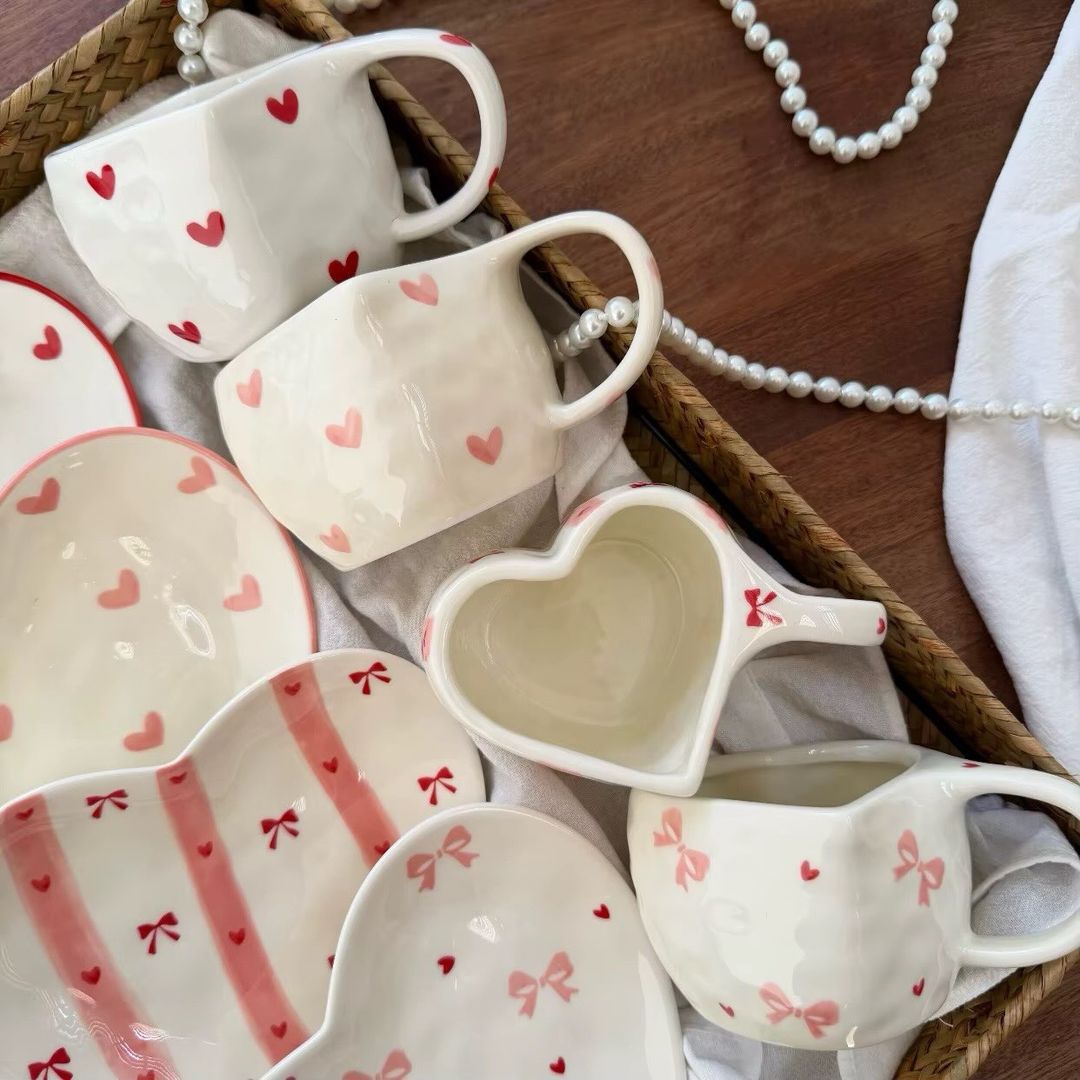 Set Mug plato corazón 