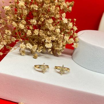 Candongas click 1.4cm estrella punta circonias - imagen 1