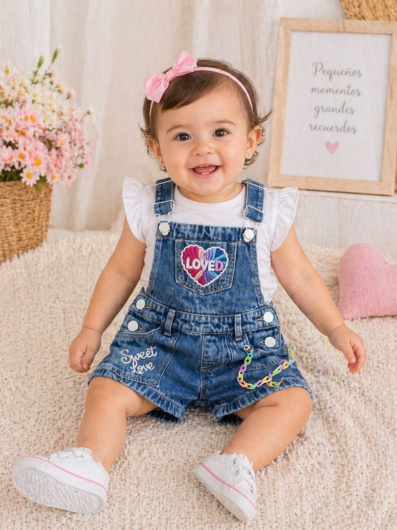 conjunto overol short bebita