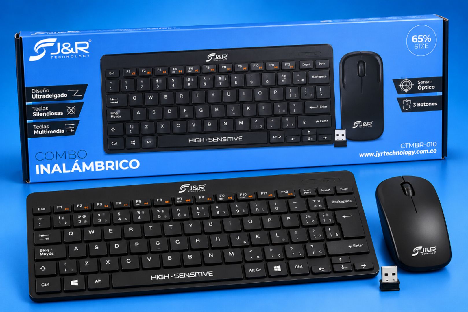 Combo Inalámbrico J&R Technology – Teclado Compacto + Mouse USB