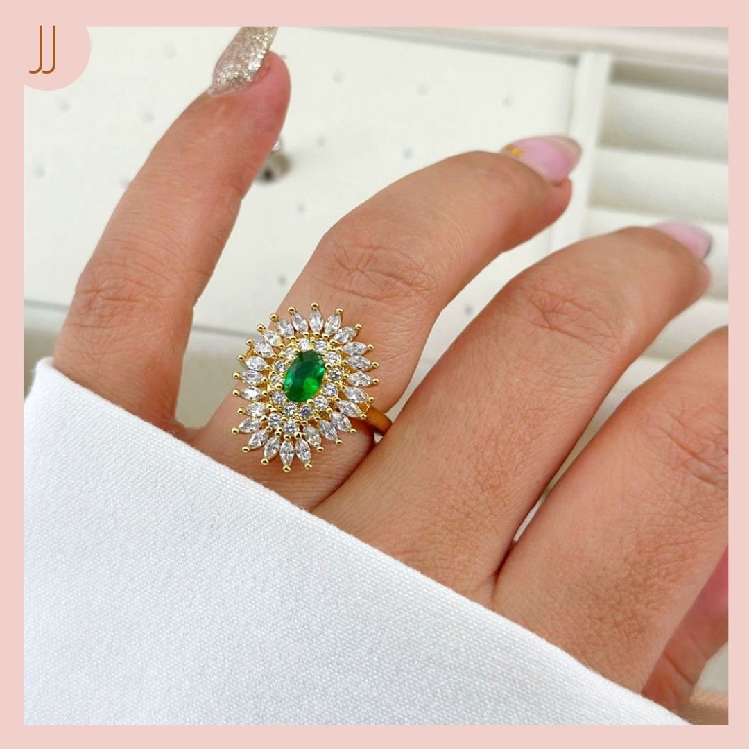 Anillo Rodio Micro Circones Hoja Maxi