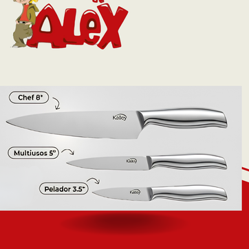 Imagen del producto SETX3 CUCHILLOS  EN ACERO INOXIDABLE