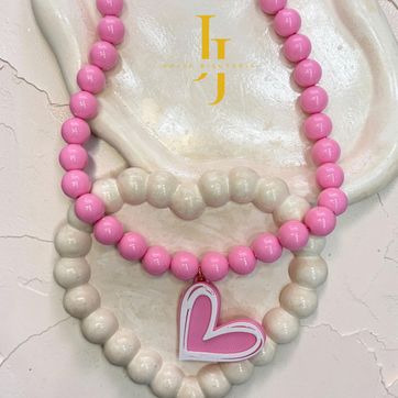 Collar y corazón chicle - imagen 1