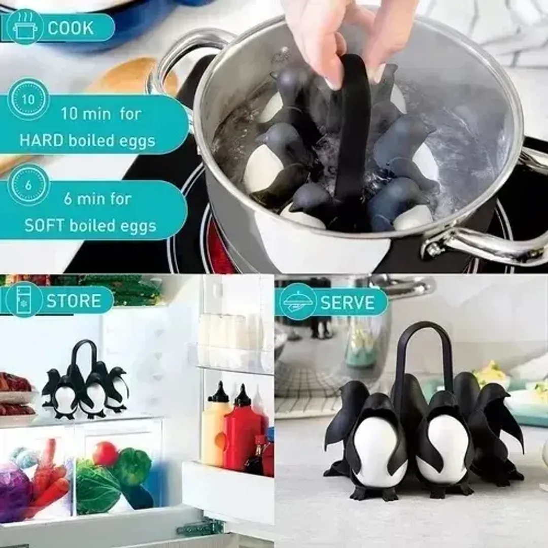 MOLDE PINGUINOS SOPORTE PARA HUEVOS COCIDOS X6