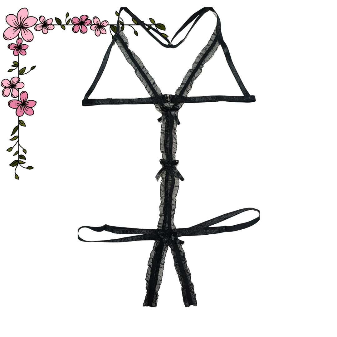 Conjunto en encaje y apertura ajustable 