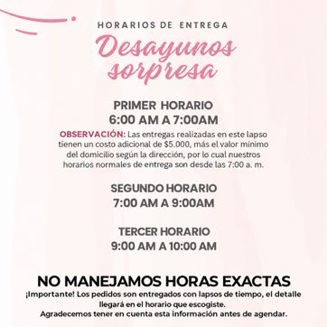 Imagen del producto Horarios de Entrega 