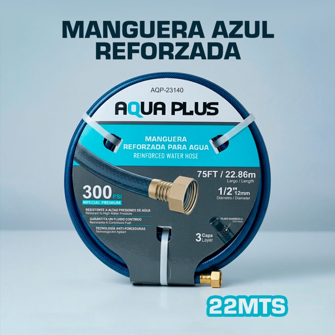 MANGUERA AZUL  REFORZADA 1/2X22MTS C/CONEX