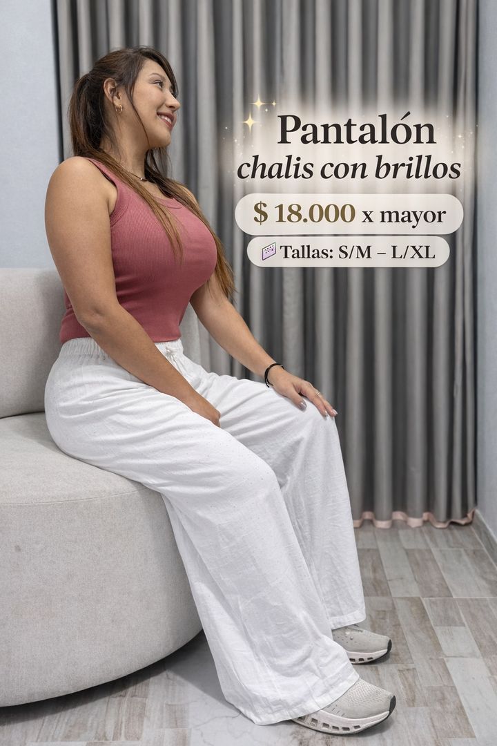 PANTALON CON BRILLOS TIPO PALAZO 