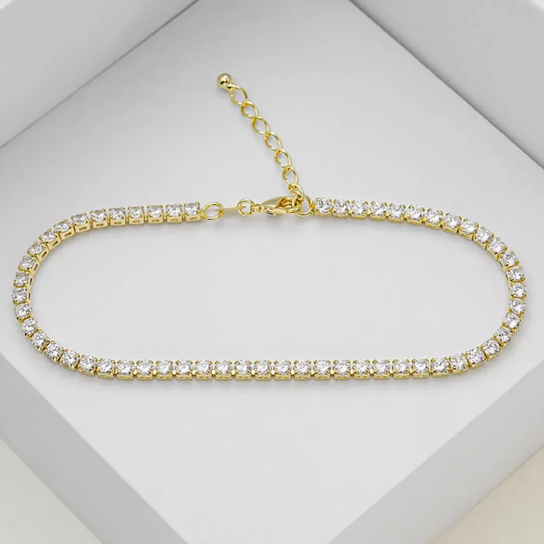 Tobillera Circonias Cristal Unisex 22 Cms + Extensor