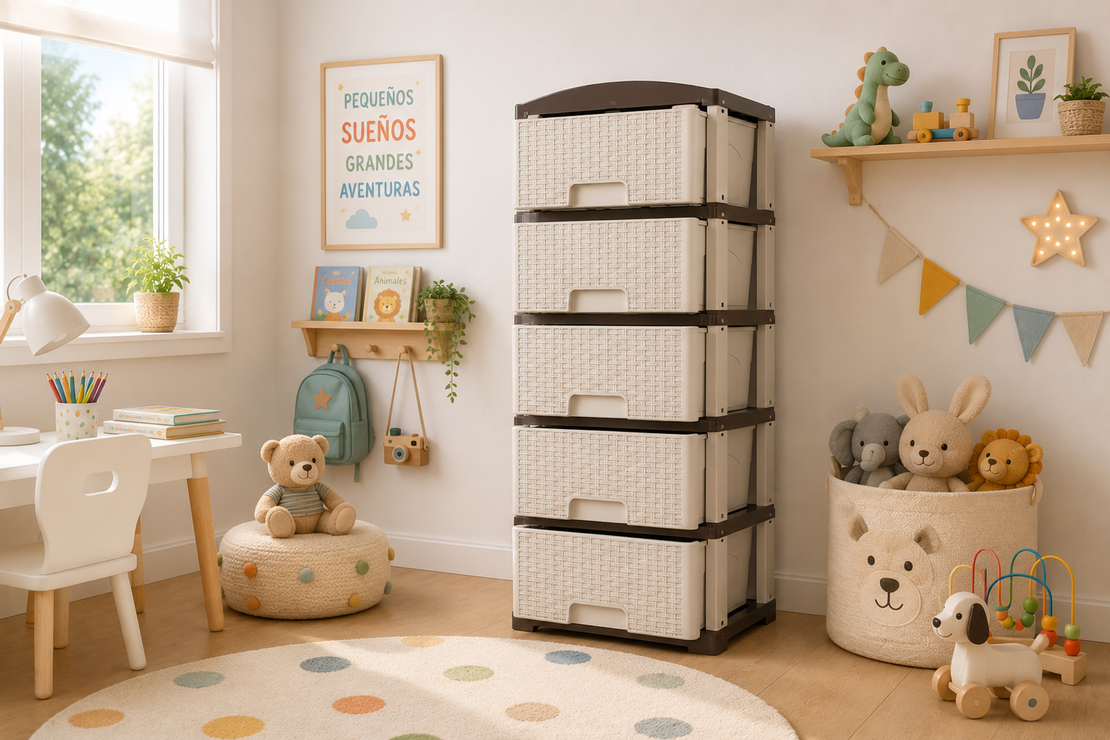 PRACTIMUEBLE PEQ X 5 RATTAN PISTACHO /WENGUE-CLP
