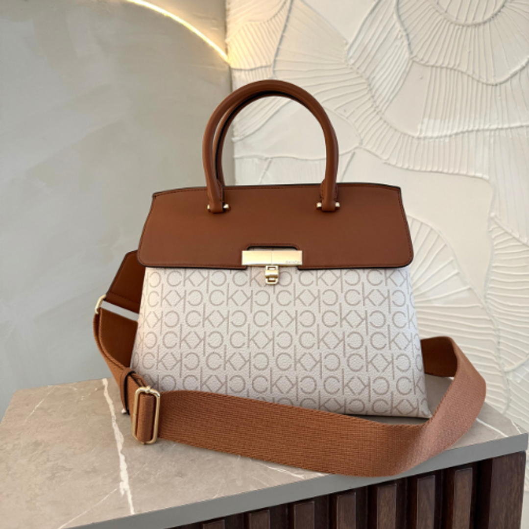 Cartera Calvin Klein Off white/ Marrón