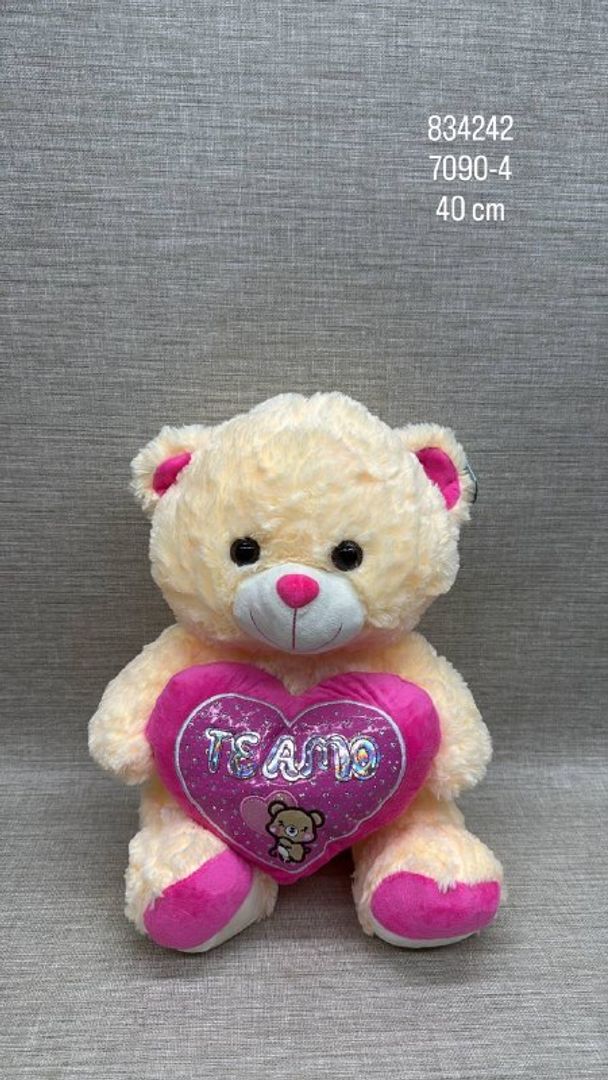 OSO CON CORAZÓN FUCSIA "TE AMO" 40 CM