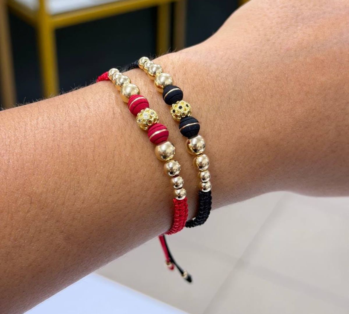Par pulseras bola de fuego 8mm