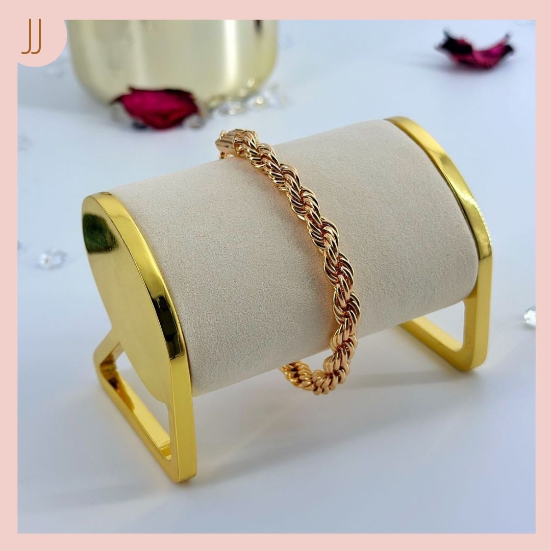 Pulsera Lazo 7 mm rodio dorado