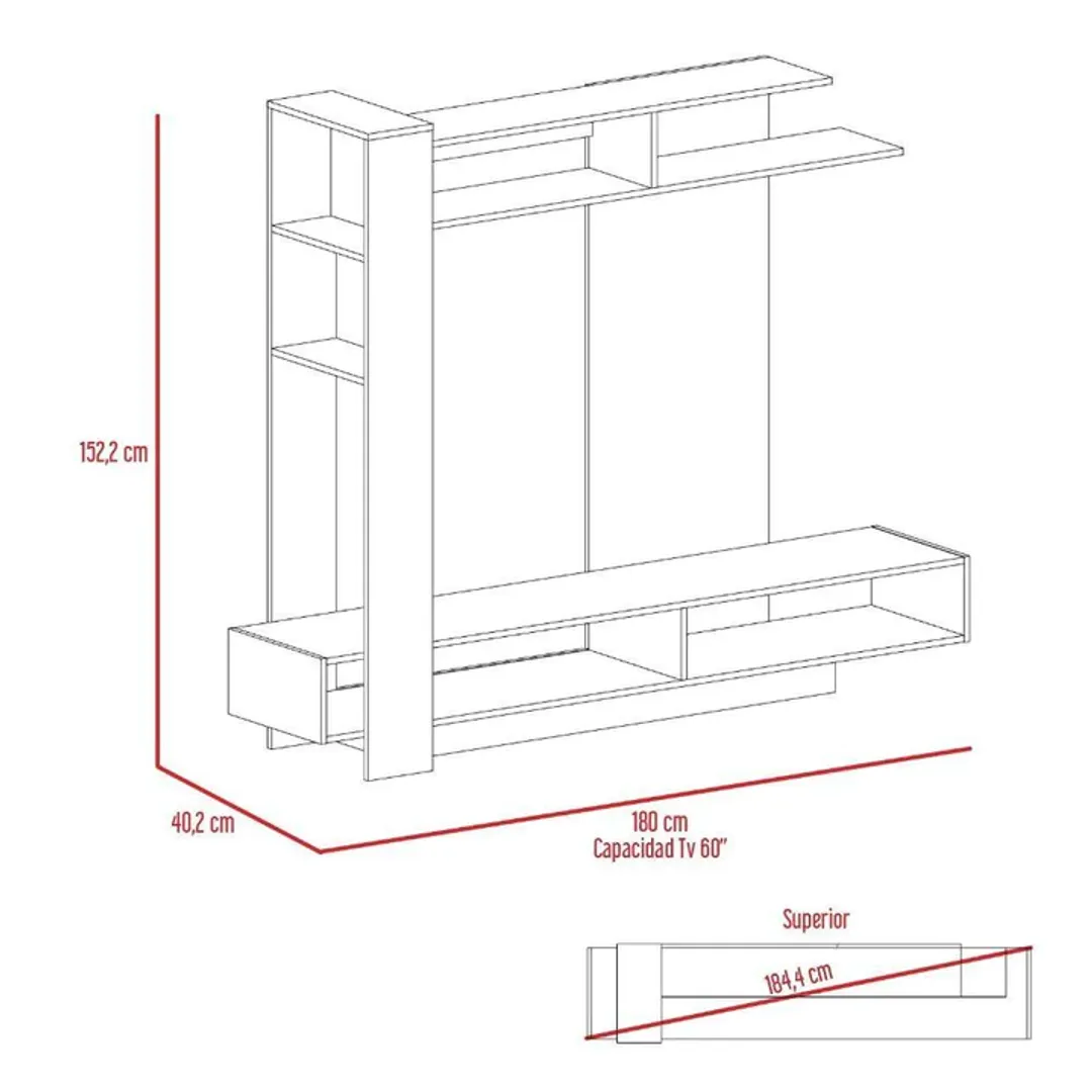 CENTRO ENTRETENIMIENTO FLAMENCO 178X180X40 HABANO