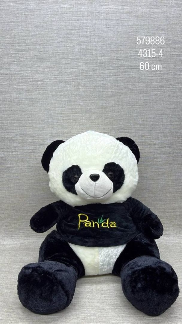 PANDA CON BUZO NEGRO 60 CM