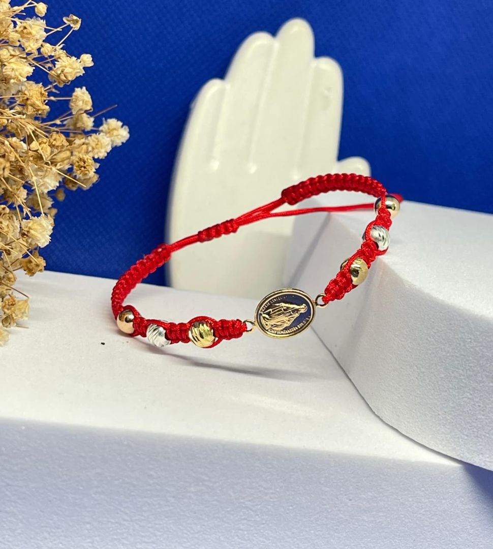 Pulsera virgen milagrosa ovalada balin 5mm liso e italy