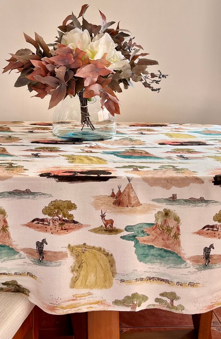 Mantel Algodon Estampado África VENDIDO 