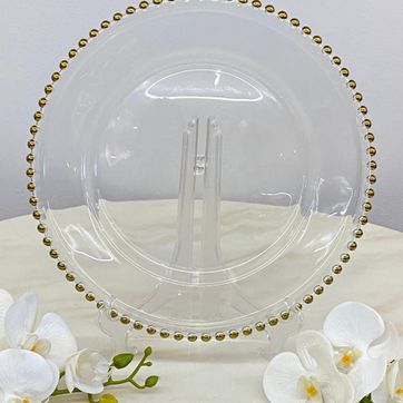 Bajo plato Cristal Perlas doradas - imagen 1