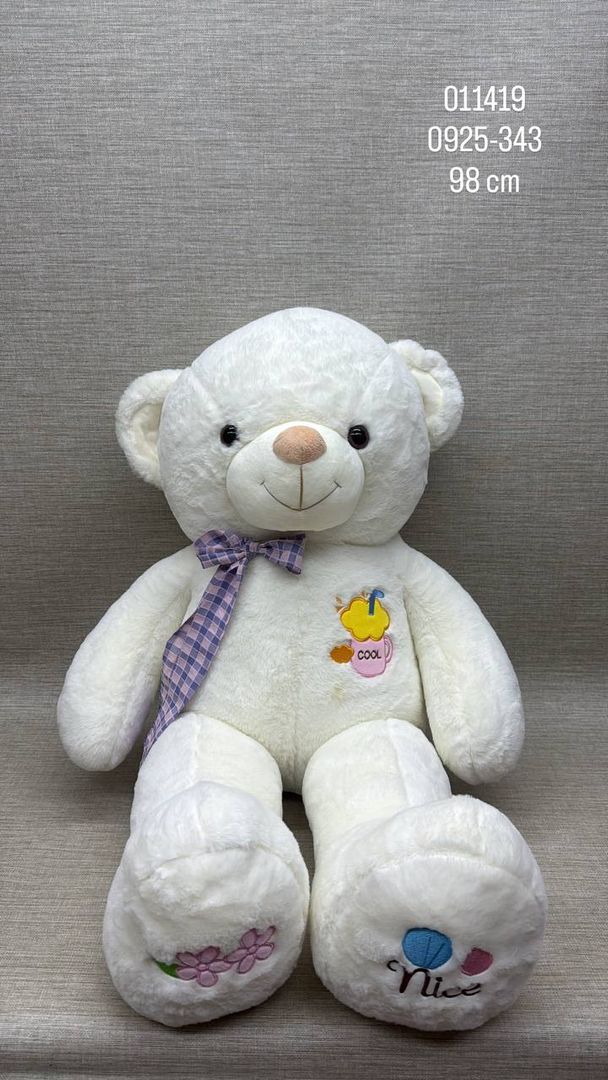 OSO PATAS LARGAS CON MOÑO Y BORDADO 98 CM