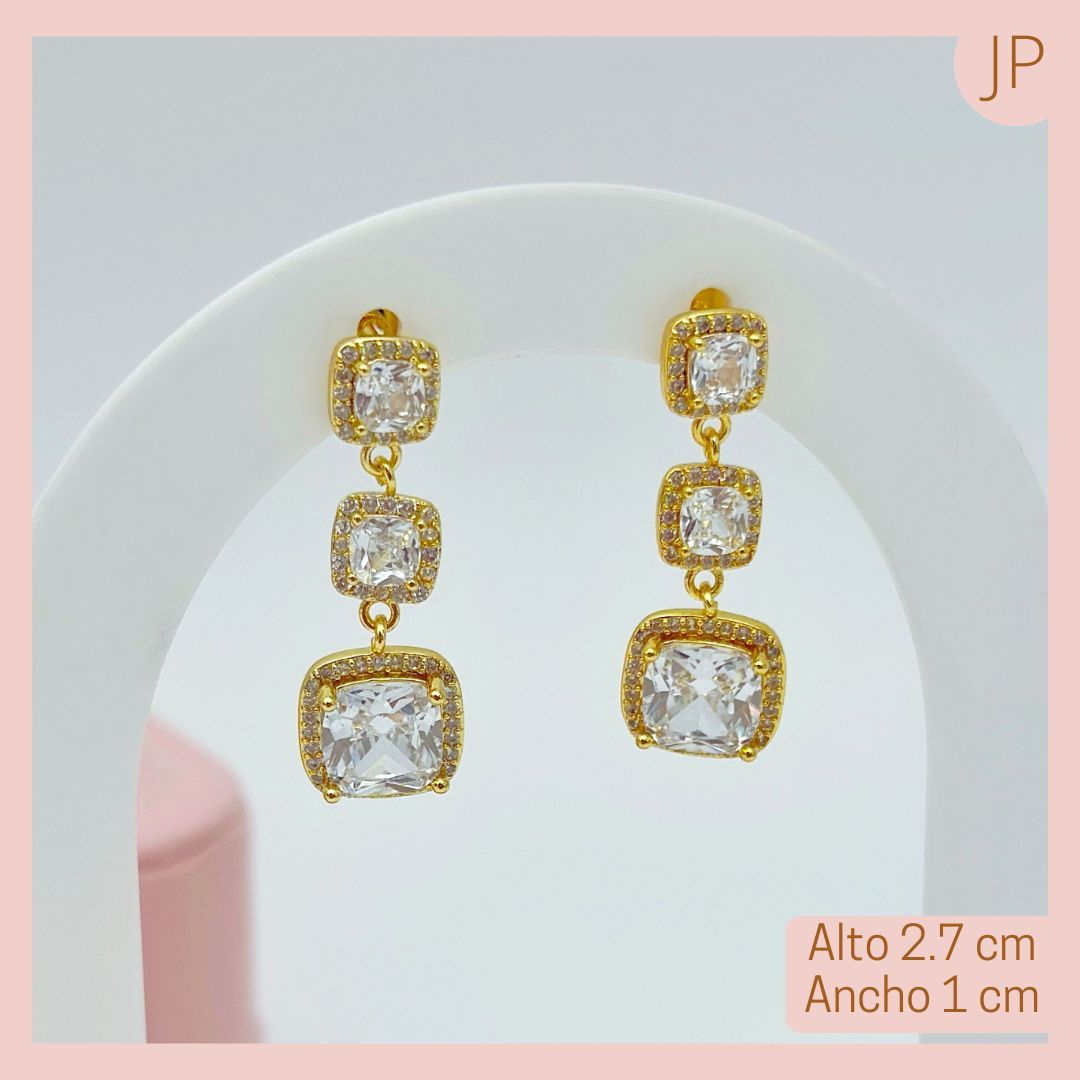  Aretes Largos Elegance Cuadrados