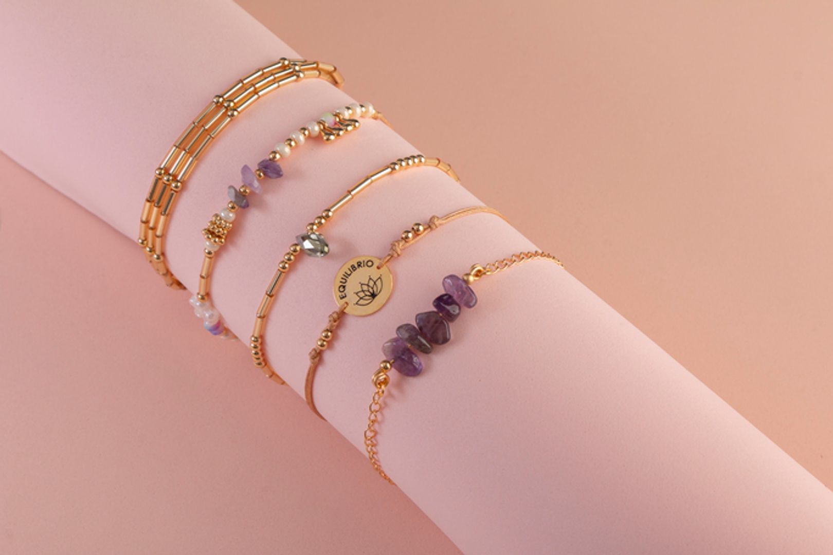 Juego de Pulseras Piedras Naturales: Amatista