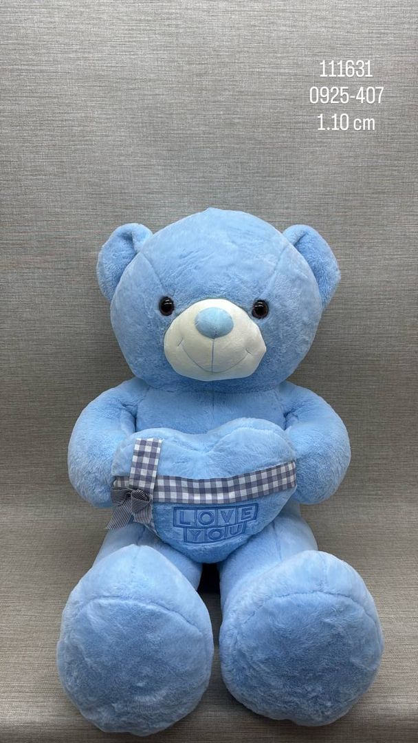 OSO PATAS LARGAS AZUL CON CORAZÓN 1.10 CM