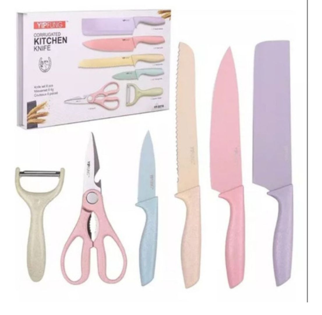 SET DE CUCHILLOS COLORES X6