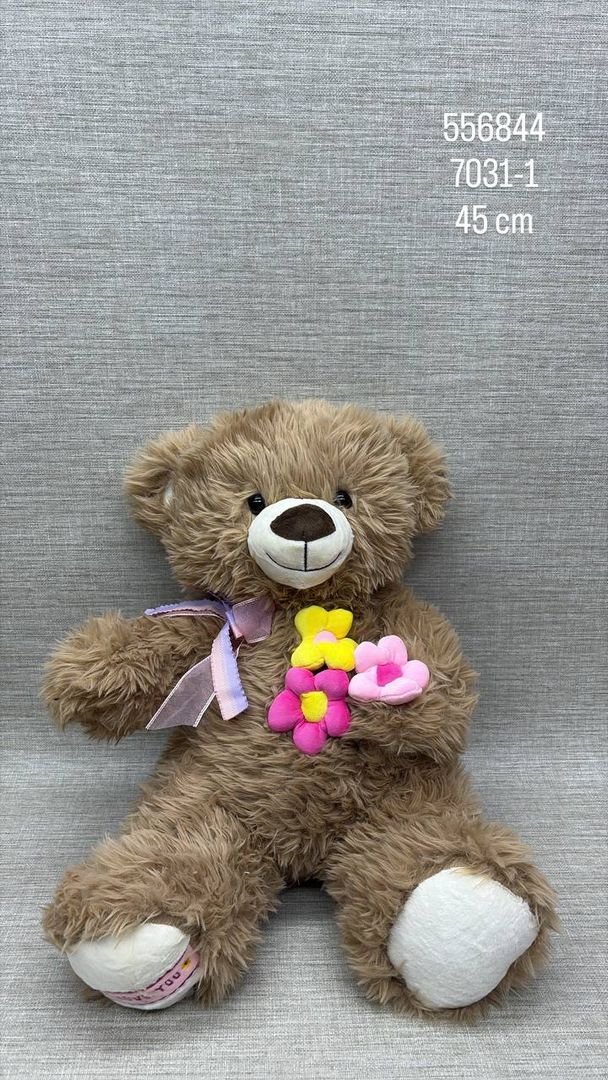 OSO PELUDITO CON FLORES 45 CM