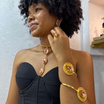 CHOKER BRONCE CRISTAL - ITIEL - imagen 1