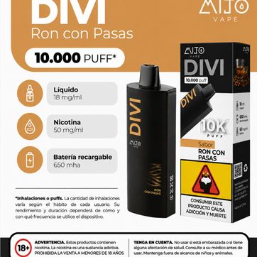 Imagen del producto Mijo Divi Ron Con Pasas 10.000 Puffs