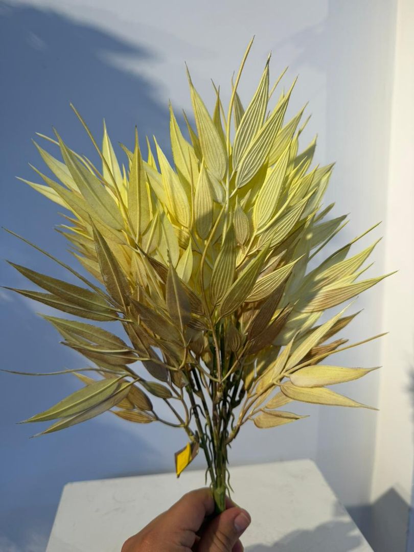 HOJA DE BAMBU X 7 AMARILLA CON MARRON