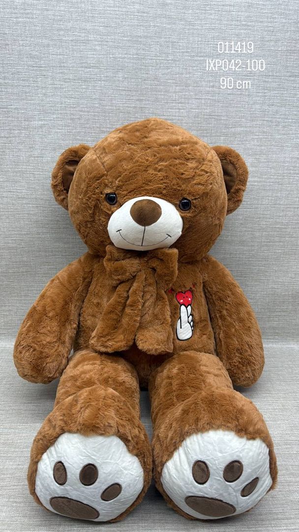 OSO CHOCOLATE PATAS LARGAS MOÑO/BORDADO 90 CM 