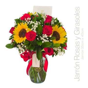 Imagen del producto JARRON ROSAS Y GIRASOLES